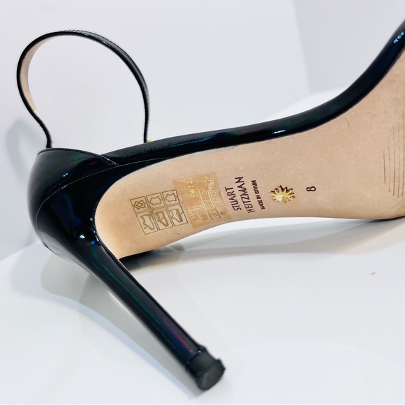Stuart Weitzman Stiletto Patent Leather High Heel Sandals/ black metallic/size 8 - Picture 9 of 14